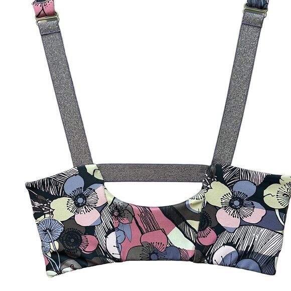 Nike Small Swoosh Sports Bra Floral Print Strappy Dri Fit Medium Support - Picture 7 of 8